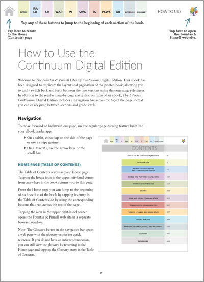 Interior Pages of The Literacy Continuum, Digital Edition