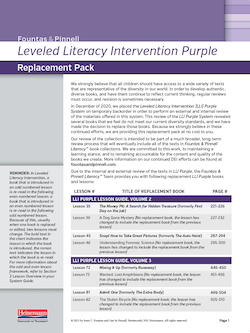 Leveled Literacy Intervention (LLI) Purple Replacement Pack Lessons