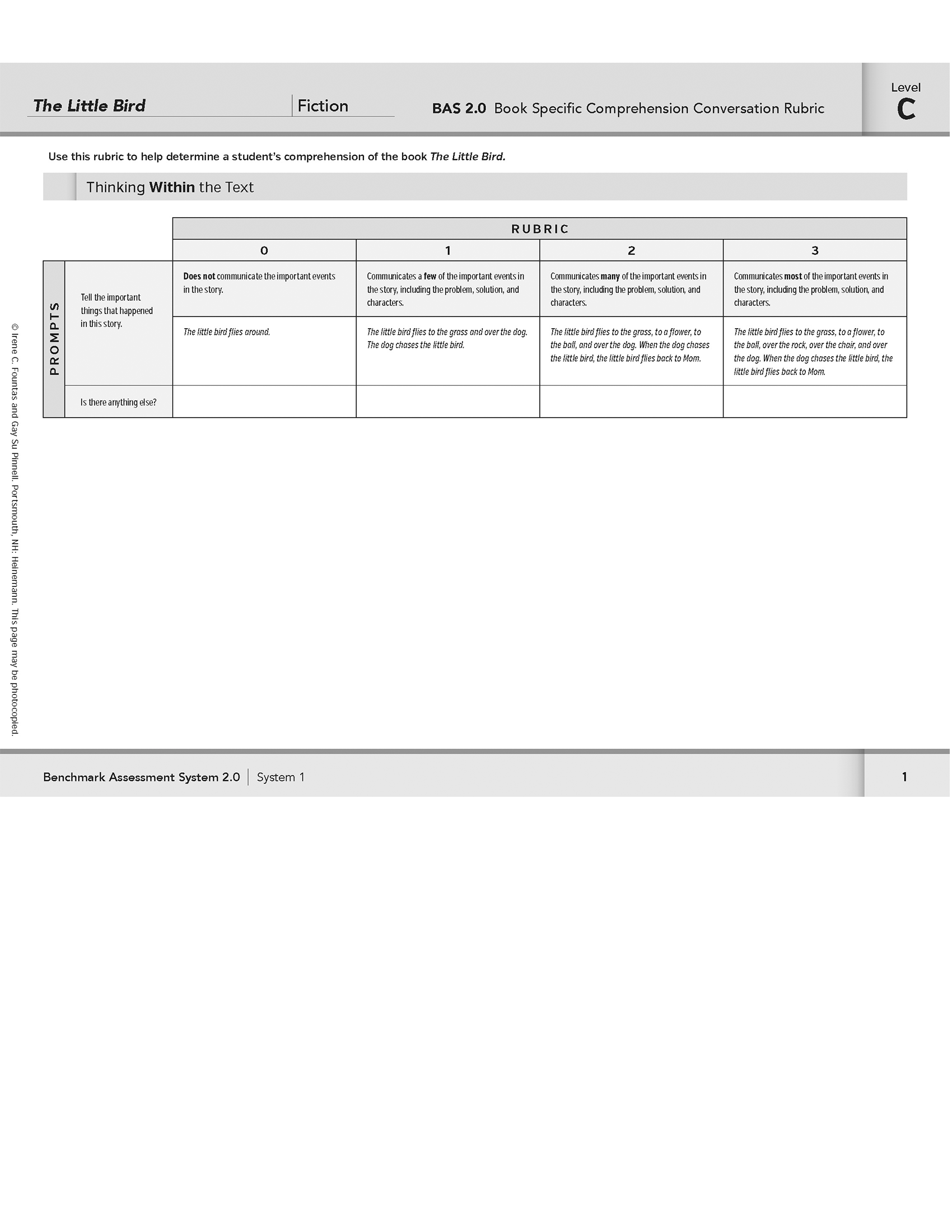 Book Specific Comprehension Rubrics