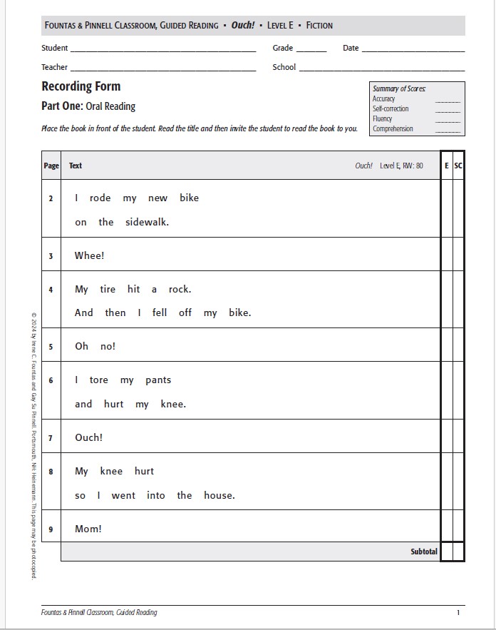 Grade 2 Guided Reading Recording Forms, 2nd edition